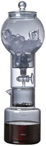 Cold Brew Drip Tower Coffee Maker with Adjustable Water Flow, Glass Pot for Smooth Cold Extraction, Ideal for Home Cafes