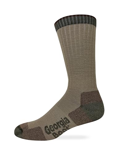 Georgia Boot Mens Merino Wool Midweight Seamless Toe Crew Socks 1 Pair Pack (US, Alpha, Large, Regular, Regular, Khaki)