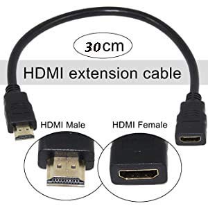 Image of LipiWorld HDMI Male to Female Extension Cable Extension Cable HDMI Extender for fire tv Stick, Laptop /PC, LCD /LED TV, Xbox, PS3 /PS4 (Pack Of 1 30Cm)