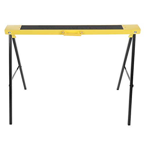 PZLVAME Saw Horse, 2Pcs Folding Work Bench Foldable Trestles Sawing Horse Folding Heavy Duty Steel Sawhorse Portable Saw Horse Non Slip Trestle Stands Work Support - Image 7