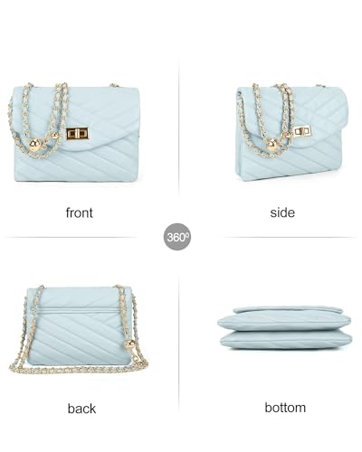 Image of LAVTUG Quilted Crossbody Bag for Women Small Flap Purse with Gold Chain | Faux Leather, Elegant Designer Shoulder Handbag, Everyday Use