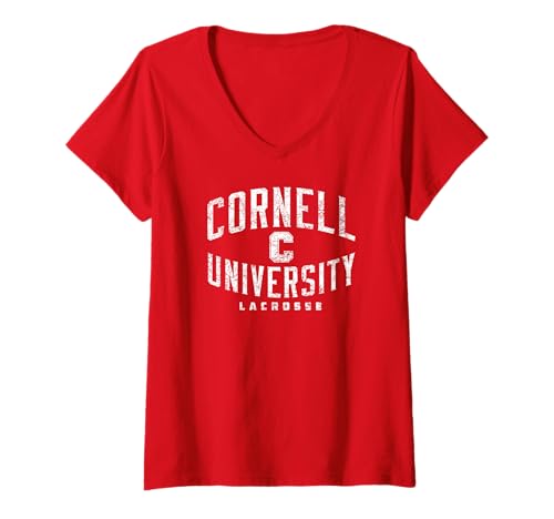 Womens Cornell Lacrosse Vintage Arch Team Color | Cornell V-Neck T-Shirt