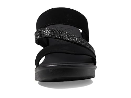 Skechers Skechers Women's Rumble ON-Social Glam Wedge Sandal, Black/Black, 8