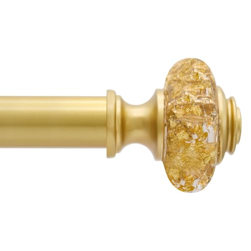 JZKaspar Curtain Rod 28 to 122Inches,Adjustable Length 1 inch Telescoping Splicing Curtain rods for Windows, Gold Decorative Drapery Rods for Home with Luxury Crystal Finials and Brackets,Gold