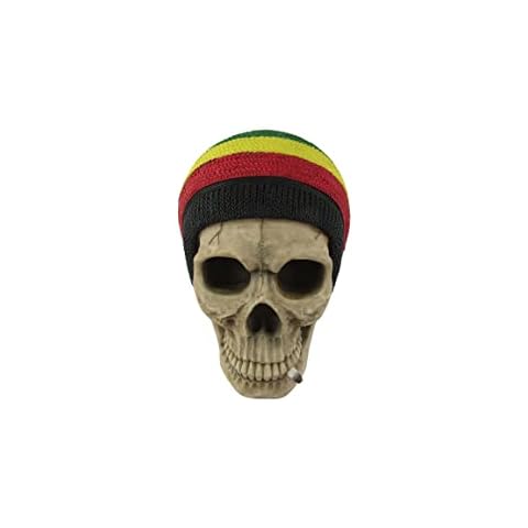 World of Wonders Stoney Rasta Skull Wall Hanger I Rastafarian Gothic Smoking Skeleton I 420 Home Decor 9.75" Cover