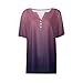 Short Sleeve Tops for Women Henley V Neck Button Down Workout Tops for Women Plus Size Oversized Blouses Basic Tie Dye Shirts Trendy Fashion Beach Vacation Clothes Dark Purple XXL