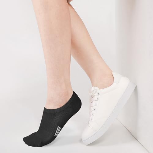 BUDERMMY Sneaker Socken Damen 35-38 39-42, Füßlinge Sneakersocken mit Rutschfest Silikon Laufsocken Kurze Unsichtbar (DE/NL/SE/PL, Numerisch, 39, 42, Regular, Regular, schwarz)