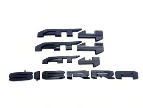Image of 4PCS Kits AT4 Overlay Emblem Badge Sticker Sierra Replacement for 2019-2024 Sierra 1500 (Gloss Black)