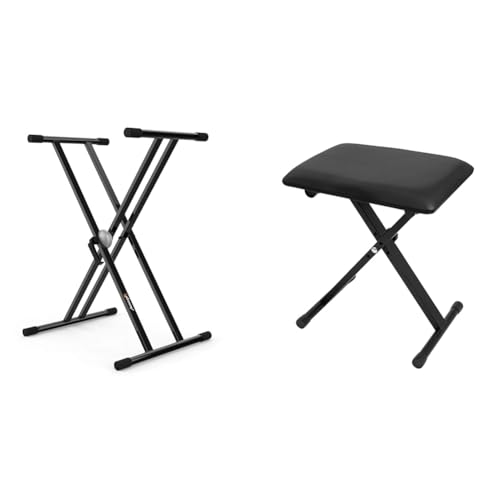 Audibax Onyx 130 – Support de Clavier Articulé Double – Support pour Clavier Musical Électronique & CASCHA Banc de Clavier réglable en Hauteur I Tabouret de Piano Pliable I Banc de Piano rembourré - Les Beatles, Paul McCartney, John Lennon, RIngo Starr, George Harrison Audibax Onyx 130 - Support de Clavier Articulé Double - Support pour Clavier Musical Électronique & CASCHA Banc de Clavier réglable en Hauteur I Tabouret de Piano Pliable I Banc de Piano rembourré
