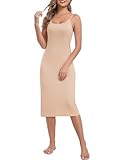 Lovasy Women's Full Slip for Under Dresses Cami Slip Mini Dress Adjustable Straps Basic Long Full Slips Nightgown Nude,Medium