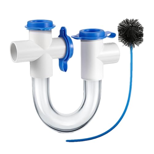 Sifón De Condensado En P – Sifón En U Transparente, Kit De Sifón En U De 19 Mm | Limpiador De Tuberías De HVAC Con Cepillo, Sifón De PVC Para Tubería De Aire Acondicionado, Accesorio De Limpieza Fácil