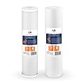 Aquaboon Whole House Water Filter Cartridge Replacement - CTO&Sediment Filter Set (2-PACK) - 5 Micron Water Filter 20" x 4.5" Compatible with BLUONICS BLCTO20X4, PP-20B4, Pentek 155358-43, EP20-BB