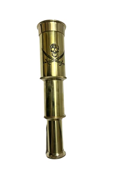 ART N CRAFT Golden Antique Pocket Telescope - Vintage Style Spyglass 6" Brass Marine Gift