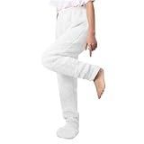 Women's Footed Pajama Pants Soft Warm Fleece Winter Pj Pants Cozy High Waisted Plush Lounge Pant Furry Loungewear White