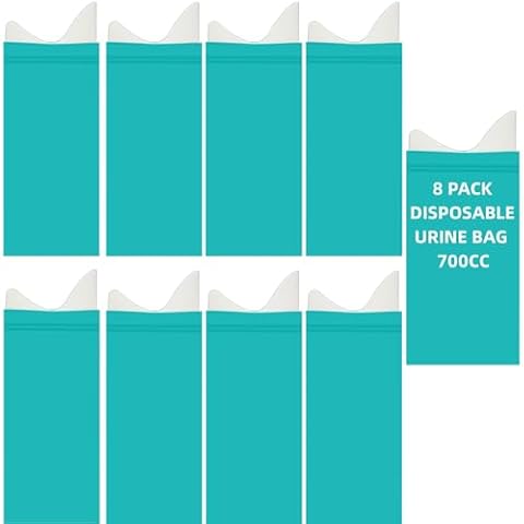 v cool livat Emergency Unisex Disposable Urine Bags 8 Pack 700ML Portable Camping Travel Pee Vomit Portable Toilet Bag for Traffic Jams, Camping, Hiking, Pregnant,Men Women Patient, Kids Brief Relief Cover