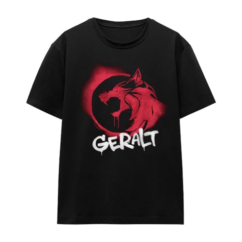 T-shirt Witcher Geralt Graffiti pour femme noir en taille L