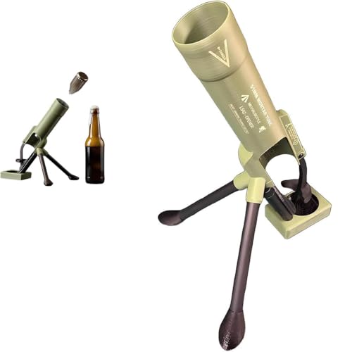 Beer Bottle Mortar Bottle Opener, Heavy-Duty Tactical Cap Launcher with Tripod Stand, Hands-Free Push Down Beer Opener Gadget fo