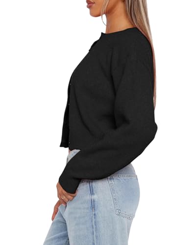 Image of Balimtoy Women's Cropped Cardigan Sweaters Long Sleeve Button Down Sweaters Knit Cardigan Cute Y2k Open Front Crop Top