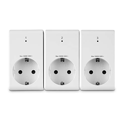 REV 00834514 Funksteckdose, 3 Funksteckdosen mit Fernbedienung. Bis 25m, 1000W/St., weiss - Image 3