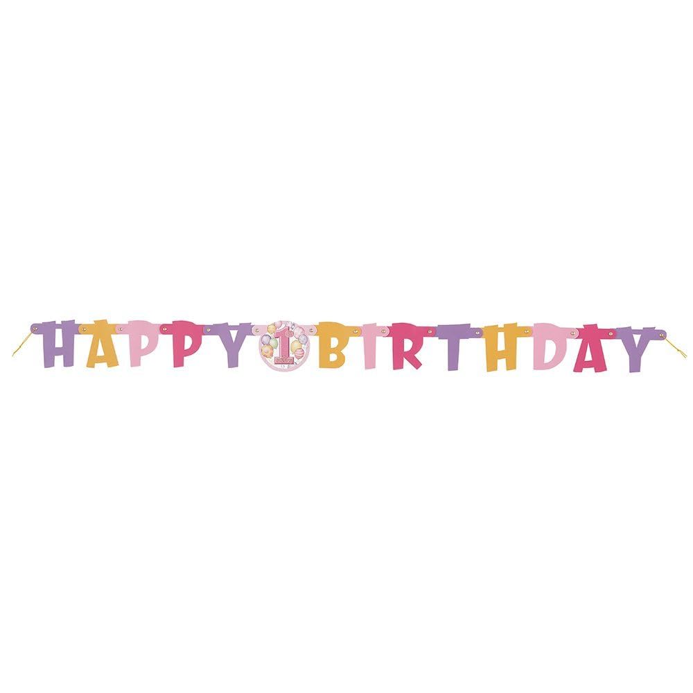 Happy 1st Birthday Letter Banner | Pink | 1 Pc.