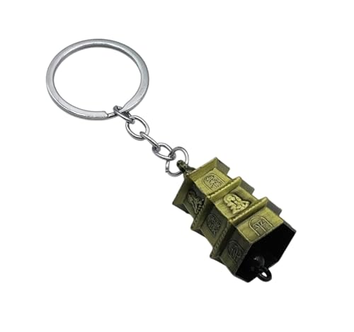 Image of Classic Antique Tibetan Temple Bell Shaped Keyring for Gift Gaurdian bell for Car Bike Bags Metal Key ring Key Chain Bag Charm Gift