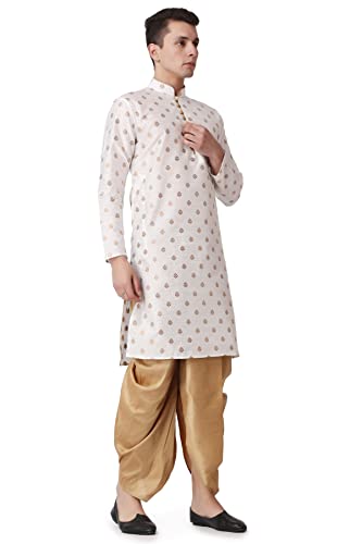 Image of Royal Kurta Men's Silk Blend Printed Kurta Dhoti Set