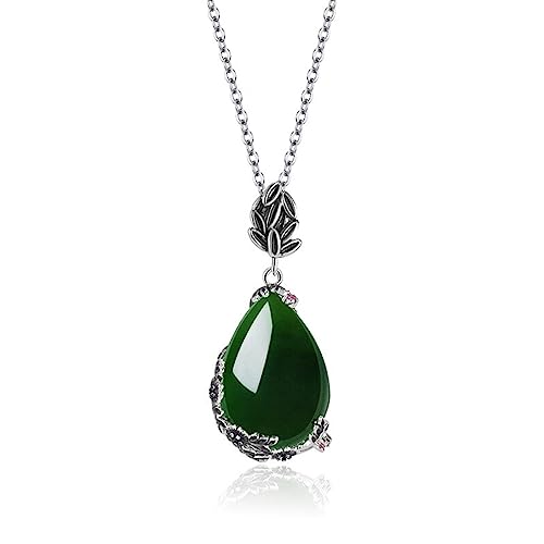 WEAV Collares De 45 Cm, Colgante De Esmeralda Verde para Mujeres, Hombres, Collares De Mujer, Collares con Colgante De Esmeralda, Piedras Preciosas