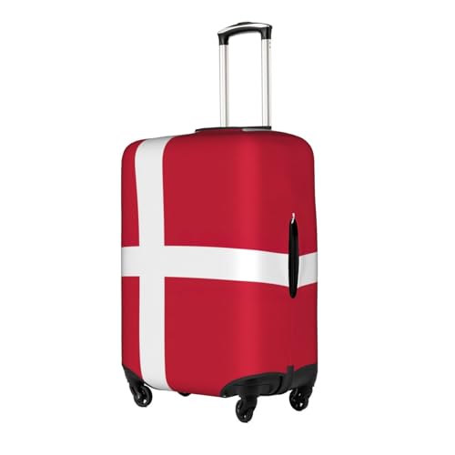 Danish Flag Print Travel Elastic Suitcase Luggage Baggage Cover Protector, Washable And Anti-Scratch2