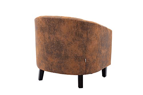 Accent Barrel Chair With Nail Head, Stylish Reading Armchair, Rivet Chair For Waiting Room, Leather Side Chair With Wood Legs,Modern Club Padded Chair For Living Room, Bedroom, Home & Office (Coffee) #TOP5