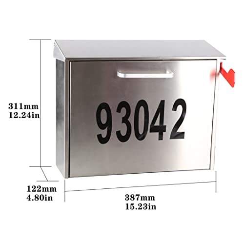 Image of Wall Mount Locking Mailbox with Code Lock - Large Capacity Security Password Metal Lock Mailbox - Waterproof Stainless Steel Vertical Drop Mail Box Outdoor