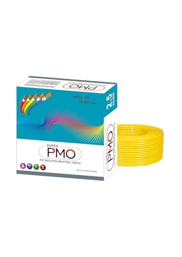 Image of Super PMO PVC Insulated Copper Wire, 90 m, Single Core Flexible Cable for Domestic and Industrial Use (YELLOW, 2.50 SQ MM)
