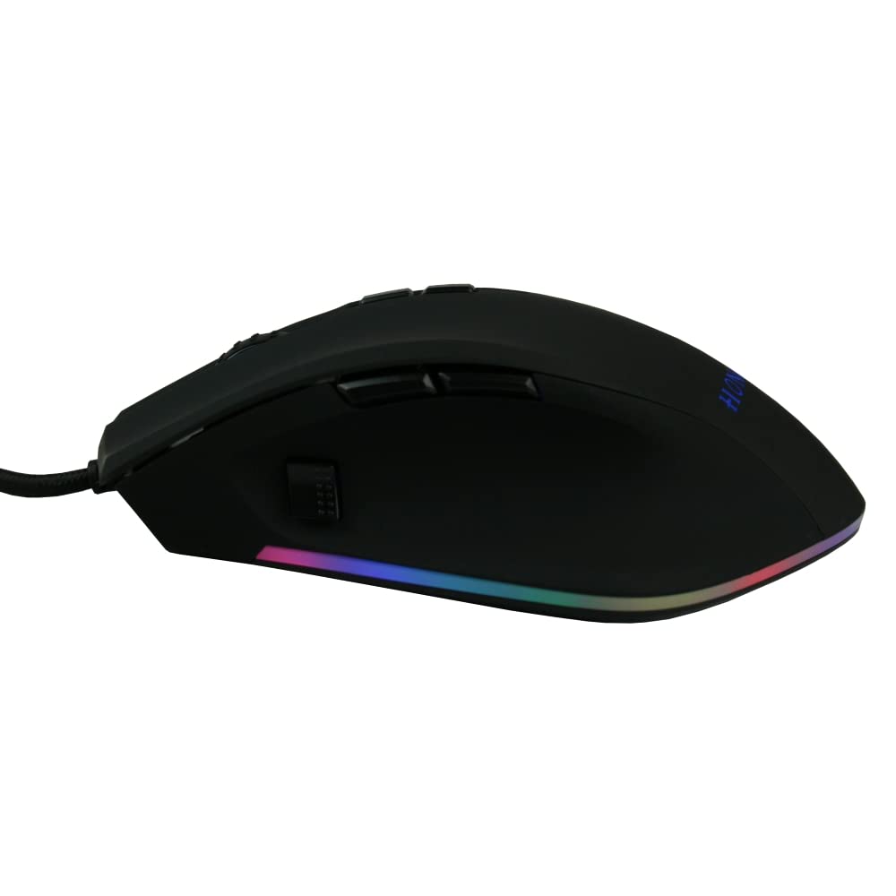 Ratón ligero con cable para juegos con 8 botones RGB retroiluminado 5000 DPI sensor óptico ultraligero ergonómico para PC
