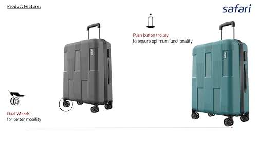 Image of Safari Club 8 Wheels, 5 Years International Warranty (Cabin & Check-in) Polyproplyene Trolley Spinner Luggage Set of 3, 55Cm, 65Cm & 75Cm, Small, Medium, Large (Dark Grey)