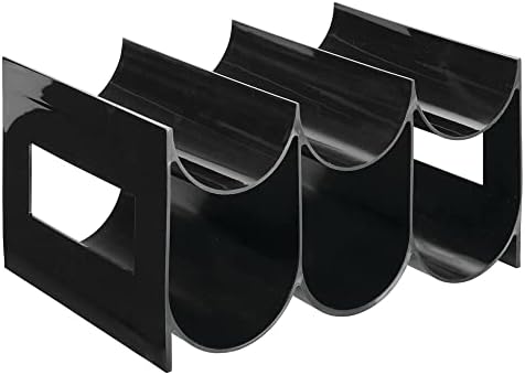 mDesign Wine Rack  Water and Wine Bottle Holder for Worktops, Pantries and Fridges  Wine Storage Rack with 2 Tiers and 6 Slots  Black