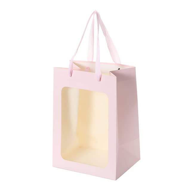 5/10 Stück Geschenkbox mit Fenster Blumenverpackungsbox Tragbare Weihnachtsgeschenktüte Partydekoration Hochzeitsbevorzugungen-S3 Geschenktüte,M 30x20x16cm,10St