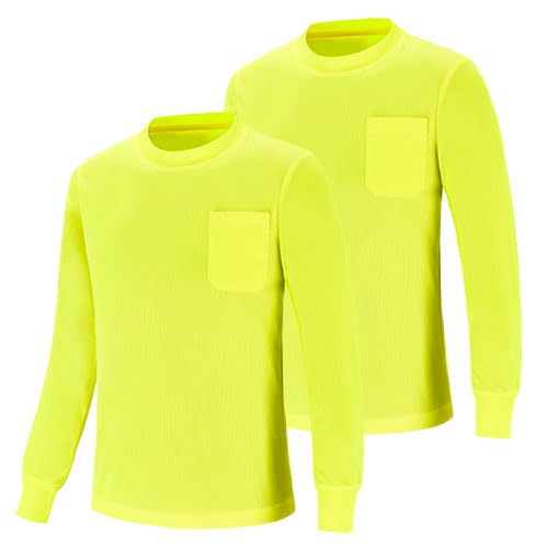 AK A-KSAFETY Hi Vis Long Sleeve Safety Shirts - Reflective Work Shirts for Men - High Visibility Shirts