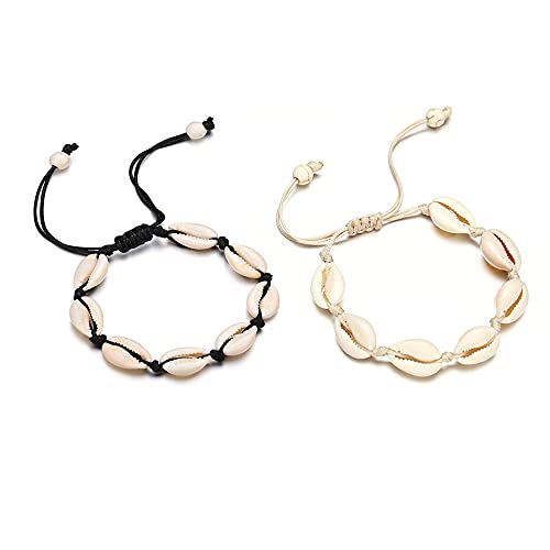 fuyo Handmade Seashell Bracelet Bangles, Size Adjustable for Women Beach Jewelry