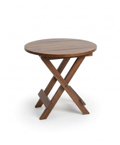 Image of Bros Moon Wooden Bed Side Table Small Folding end Table Round 12 Inch