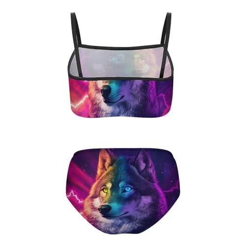 Wild Wolf Colorful Girls Swimsuits Two Piece Bikini Sets Beach Sport Swimwear Bathing Suit2