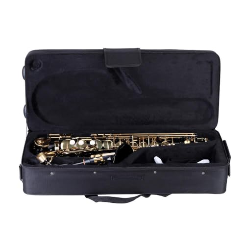 summina Gold lackiertes Messing Saxophon Saxophon E-Flach Note Altsaxophon 82Z Schlüsseltyp Holzblasinstrument mit Pinsel Tuch Handschuhe Gepolsterter Gurt