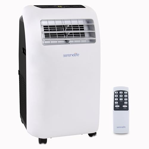 SereneLife - Serenelife Climatiseur mobile, Climatiseur Portable 3-en-1 avec Fonction Déshumidificateur Intégrée, Mode Ventilateur, Télécommande,Kit d'Évacuation Complet pour Fenêtre, 9K BTU+CHAUFFAGE, Blanc