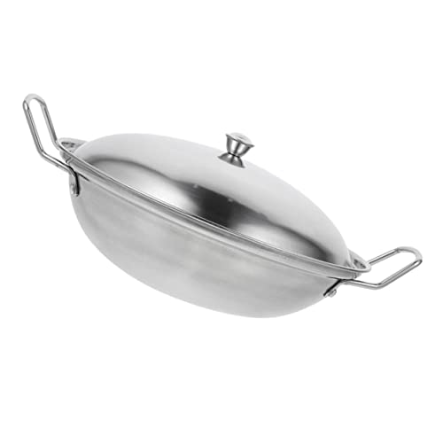 Wok de acero inoxidable con doble asa y tapa miniatura 1