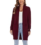Huuloo Women's Open Front Long Shawl Cardigan Sweater with Pockets