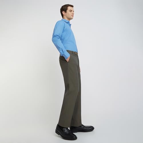 Image of Park Avenue Men's Regular Fit Mid Rise Solid Pattern Poly Viscose Blend Flat Front Formal Trouser