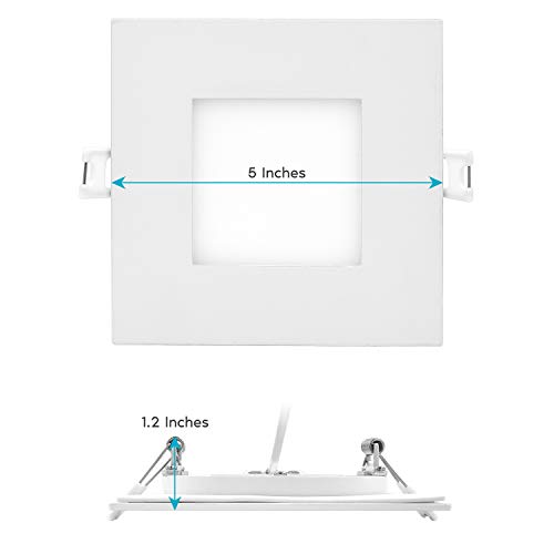 Luxrite 4 Inch Ultra Thin Square Led Recessed Lighting, 5 Color Temperature Options 2700K - 5000K, Dimmable Led Downlight, 10W, Ic Rated, Wet Rated, Canless Led Recessed Light, Etl Listed (12 Pack) #TOP4