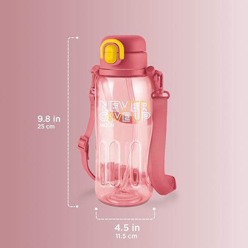 Image of MILTON Regan 1000 2-in-1 Lid Sip or Gulp Water Bottle 1 ltr | Sturdy Handle And Strap | BPA Free| Food-Grade | One-Touch Open | Leak-Proof | Ideal for Office, School, College, Gym, Pink
