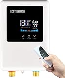 ECOTINYMACH Tankless Water Heater Electric 110V, 5000W Instant Water Heater Under Sink, Conversion Between Fahrenheit and Celsius, Remote Control, White