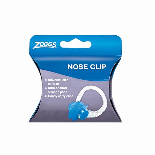 Zoggs Unisex Soft Silicone Swimming Nose Clip with Case Blue/Clear One Size