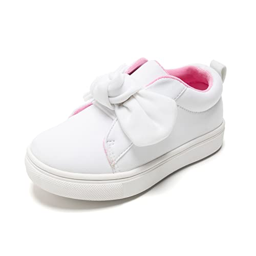 FUNKYMONKEY Girls Sneakers Lightweight Cute Bowknot Casual Walking Shoes for Toddler/Little Kids