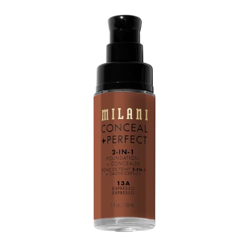 Milani Conceal + Perfect 2-In-1 Foundation + Concealer - Espresso (1 Fl. Oz.) Cruelty-Free Liquid Foundation - Cover Under-Eye Circles, Blemishes & Skin Discoloration For A Flawless Complexion #TOP3